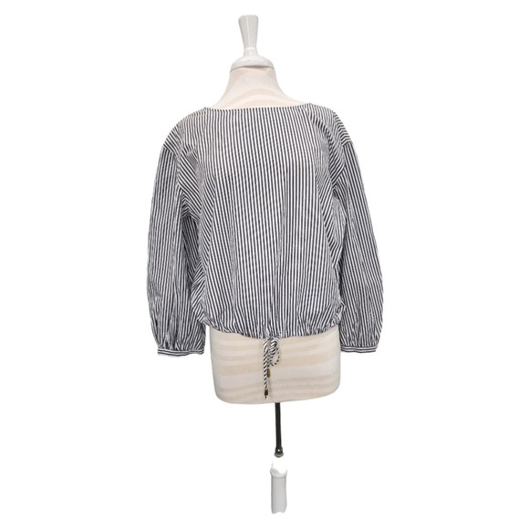 Bebe Gray White Stripes Long Sleeves Drawstring Tie at Waist Size M - Picture 1 of 10